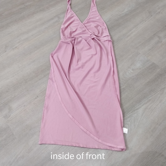 NWOT high slit faux wrap midi halter dress - Picture 11 of 12